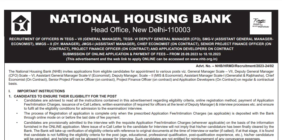 NHB Recruitment 2023