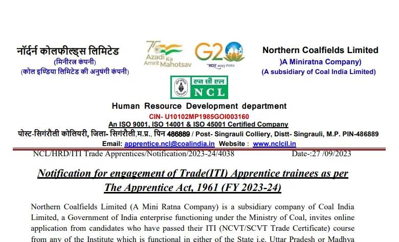 NCL Apprentice Recruitment 2023 