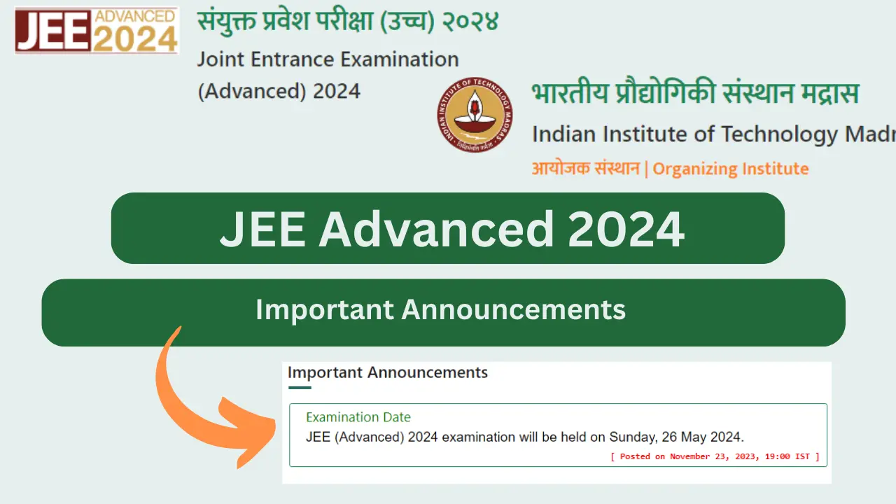JEE Advanced 2024 Exam Date Notification Out HAL INDIA